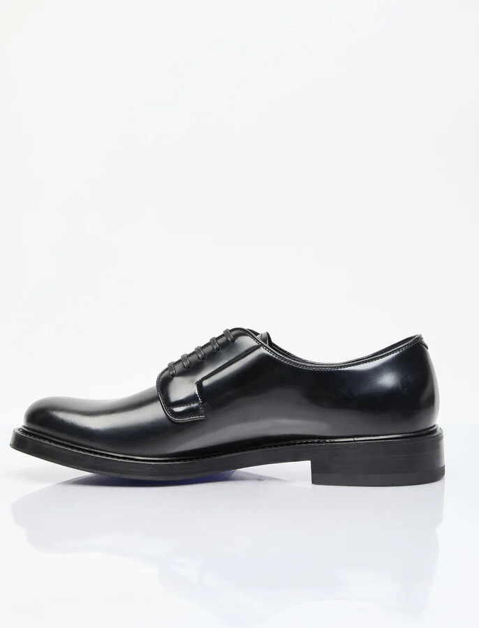 Prada Brushed Leather Lace-up Shoes - Man Lace Ups Black Uk - 12 - Image 4