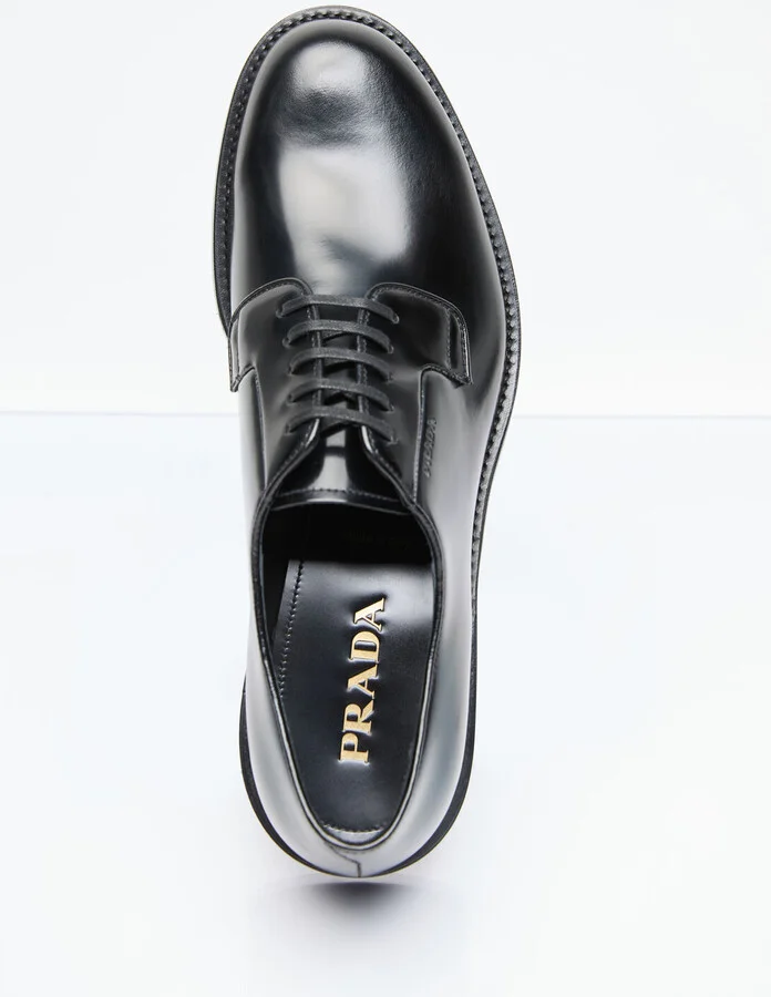 Prada Brushed Leather Lace-up Shoes - Man Lace Ups Black Uk - 12 - Image 7