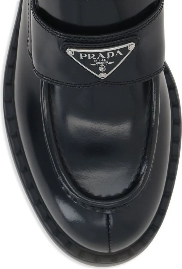 Prada Brushed Leather Loafers - Image 4