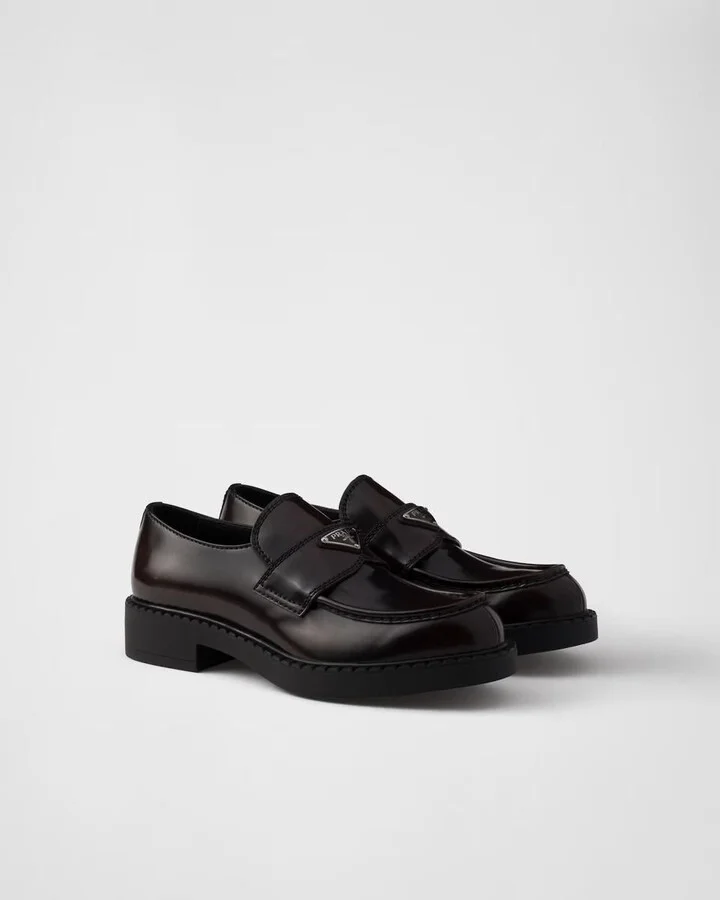 Prada Brushed Leather Loafers - Image 3