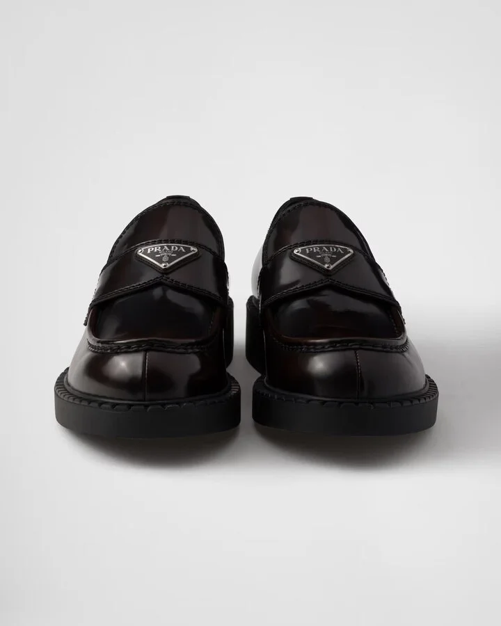 Prada Brushed Leather Loafers - Image 4