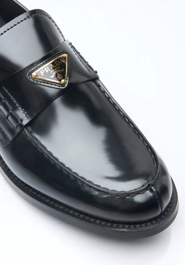 Prada Brushed Leather Loafers - Woman Loafers Black Eu - 40 - Image 2