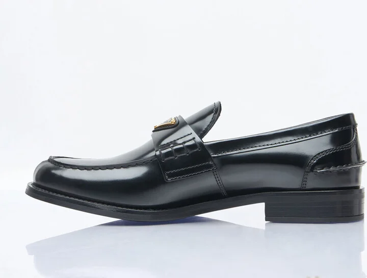 Prada Brushed Leather Loafers - Woman Loafers Black Eu - 40 - Image 4