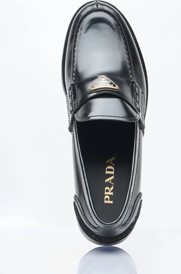Prada Brushed Leather Loafers - Woman Loafers Black Eu - 40 - Image 7