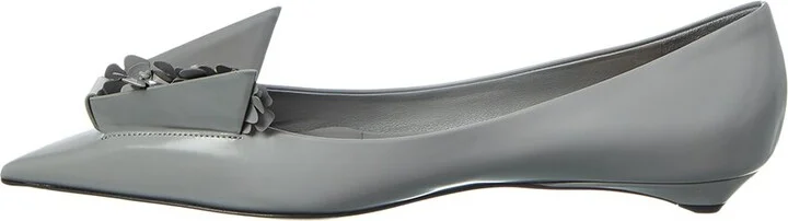 Prada Brushed Leather Pointy-Toe Ballerina Flat - Image 2