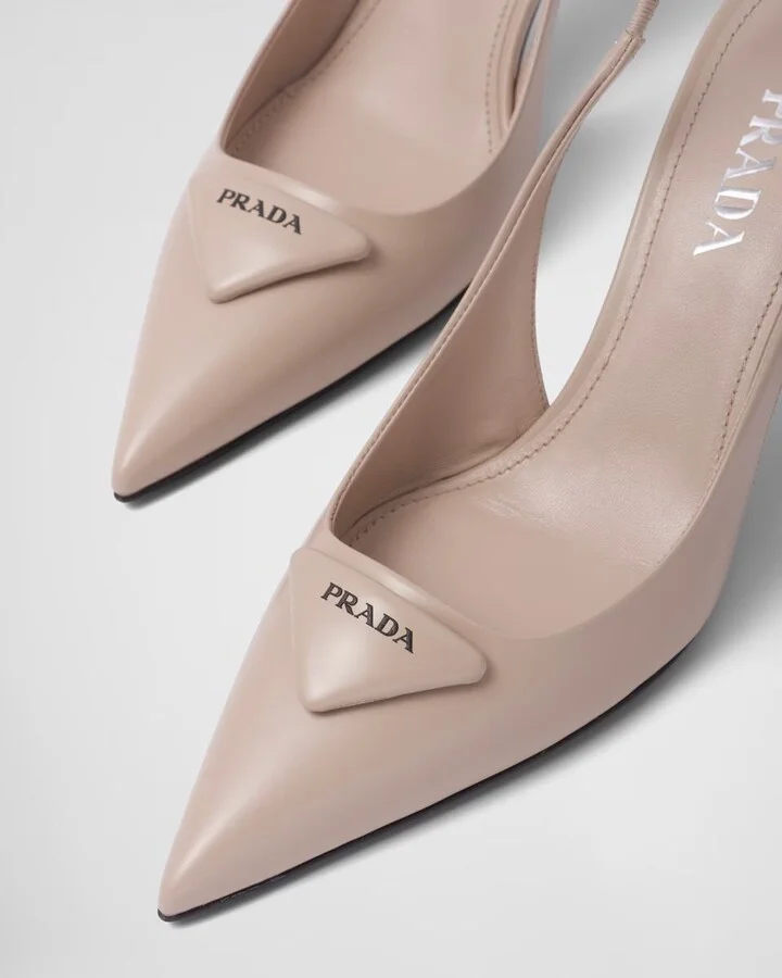 Prada Brushed Leather Slingback Pumps - Image 4