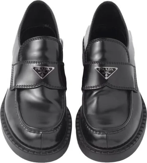Prada Chocolate Brushed Leather Loafers - Image 3