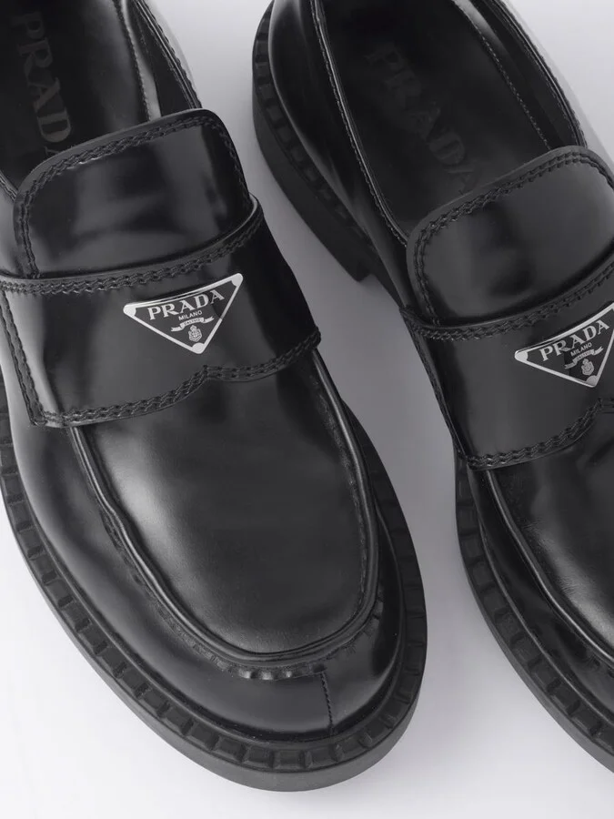 Prada Chocolate Brushed Leather Loafers - Image 5