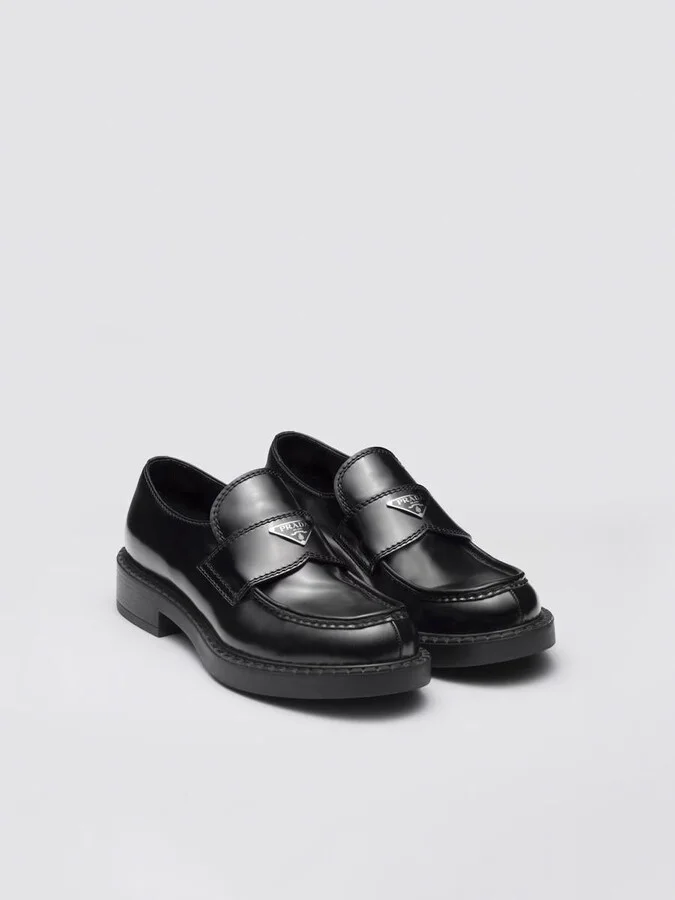 Prada Chocolate Brushed Leather Loafers - Image 6