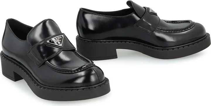 Prada Chocolate Leather Loafers - Image 3