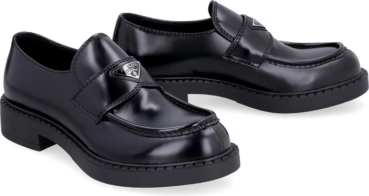 Prada Chocolate Leather Loafers - Image 3
