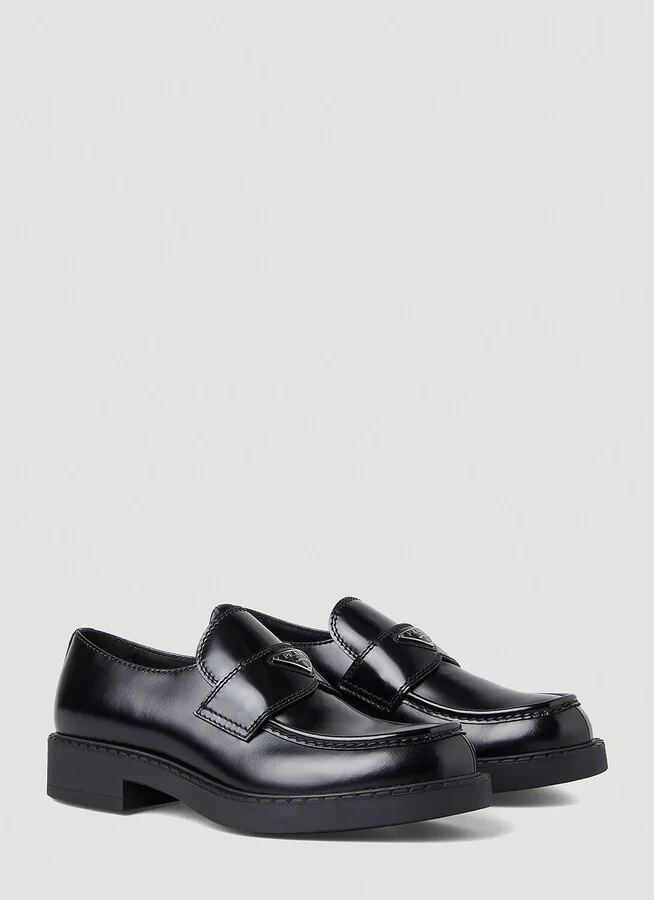 Prada Chocolate Loafers - Man Slip Ons Black Uk - 09 - Image 2