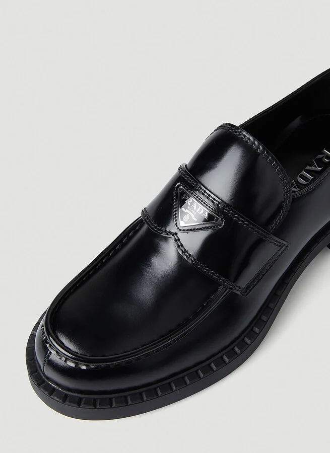 Prada Chocolate Loafers - Man Slip Ons Black Uk - 09 - Image 6