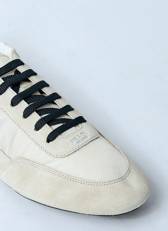 Prada Collapse Re-nylon And Suede Sneakers - Woman Sneakers White Eu - 36 - Image 3