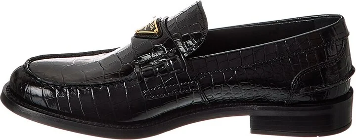 Prada Croc-Embossed Leather Loafer - Image 2