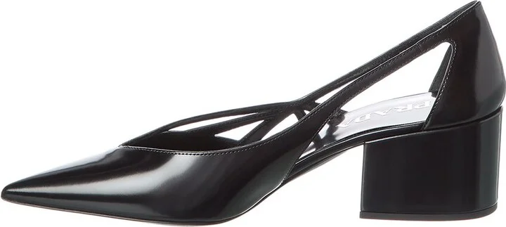 Prada Cutout Leather Pointy-Toe Pump - Image 2