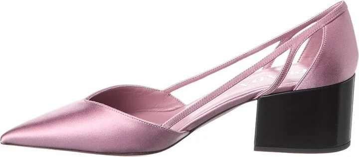Prada Cutout Satin Pointy-Toe Pump - Image 2