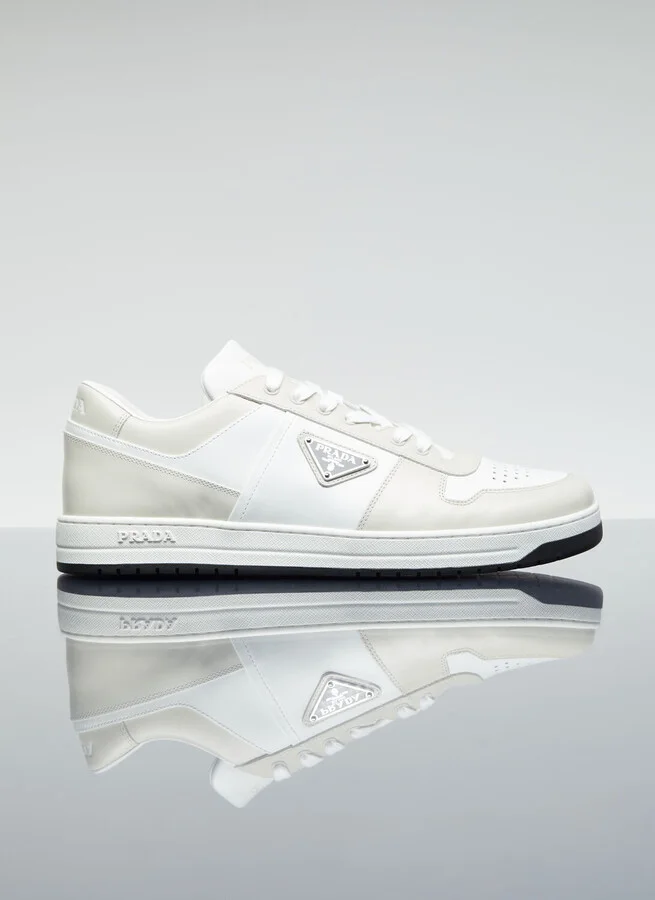 Prada Downtown Leather Sneakers - Man Sneakers Beige Uk - 12