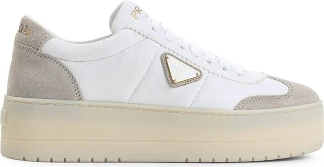 Prada Downtown Logo Plaque Lace-Up Sneakers