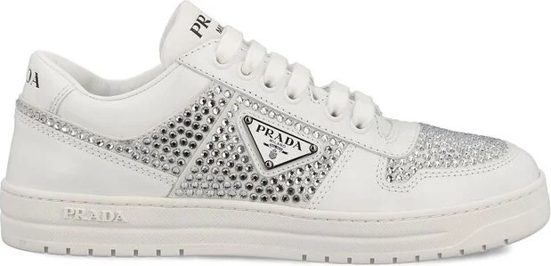Prada Embellished Lace-Up Sneakers