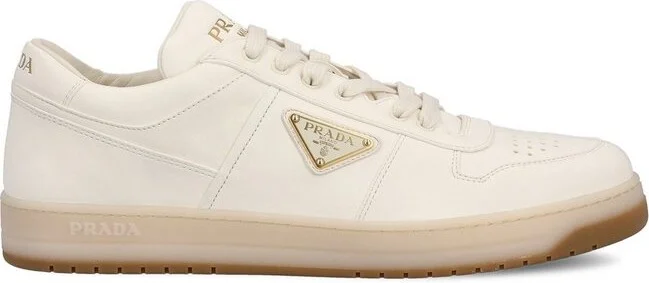 Prada Enamel-Triangle Lace-Up Sneakers