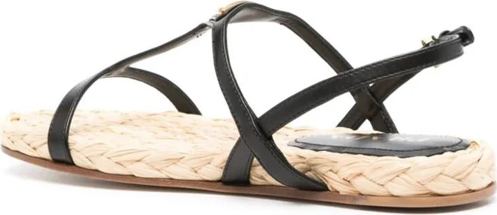 Prada Enamel Triangle-Logo Flat Sandals - Image 3