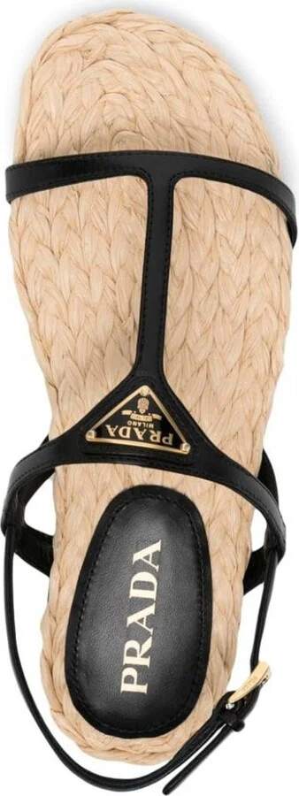 Prada Enamel Triangle-Logo Flat Sandals - Image 4