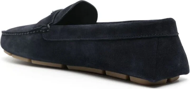 Prada Enamel-Triangle-Logo Suede Loafers - Image 3