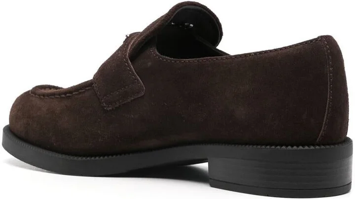 Prada Enamel Triangle-Logo Suede Loafers - Image 3