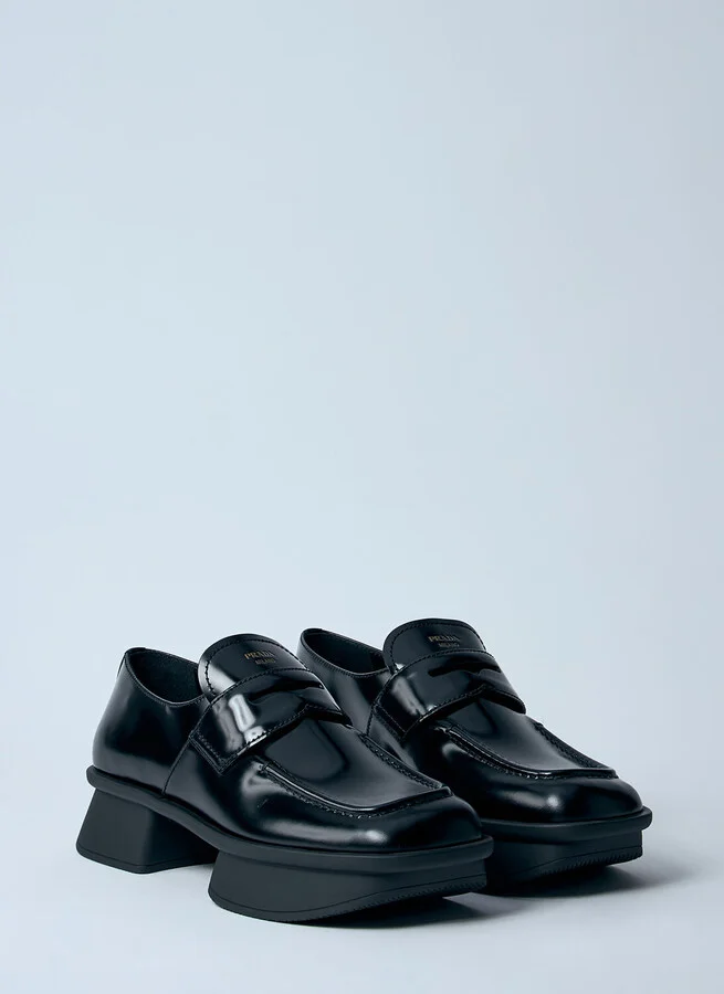 Prada Equal Brushed Leather Loafers - Woman Loafers Black Eu - 38 - Image 2