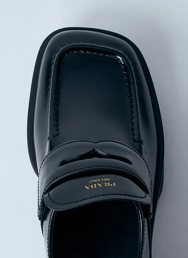 Prada Equal Brushed Leather Loafers - Woman Loafers Black Eu - 38 - Image 6