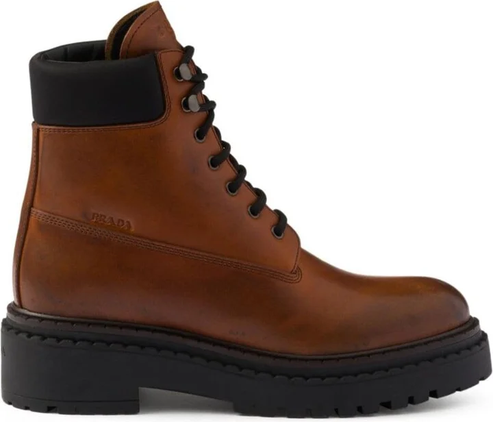 Prada Leather And Re-Nylon Ankle Boots