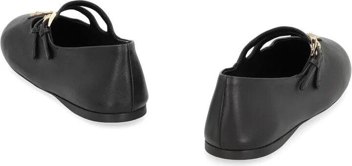 Prada Leather Ballet Flats With Logo - Image 4
