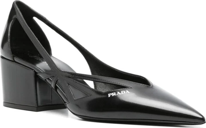 Prada Leather Cut-Out Pumps - Image 4