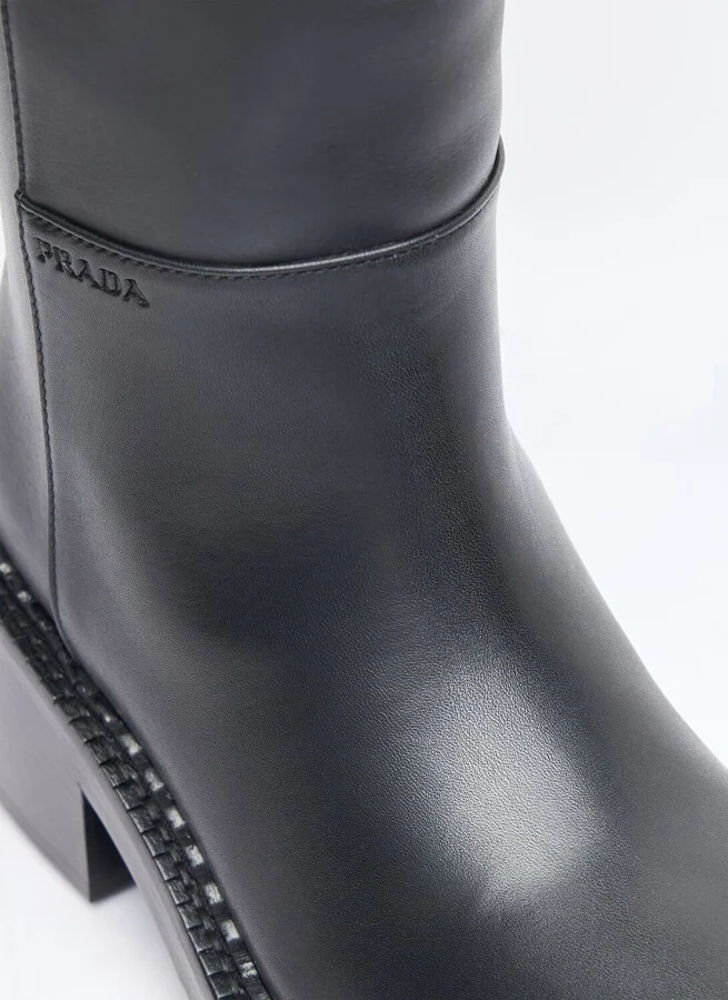 Prada Leather Knee-high Boots - Woman Boots Black Eu - 40 - Image 2