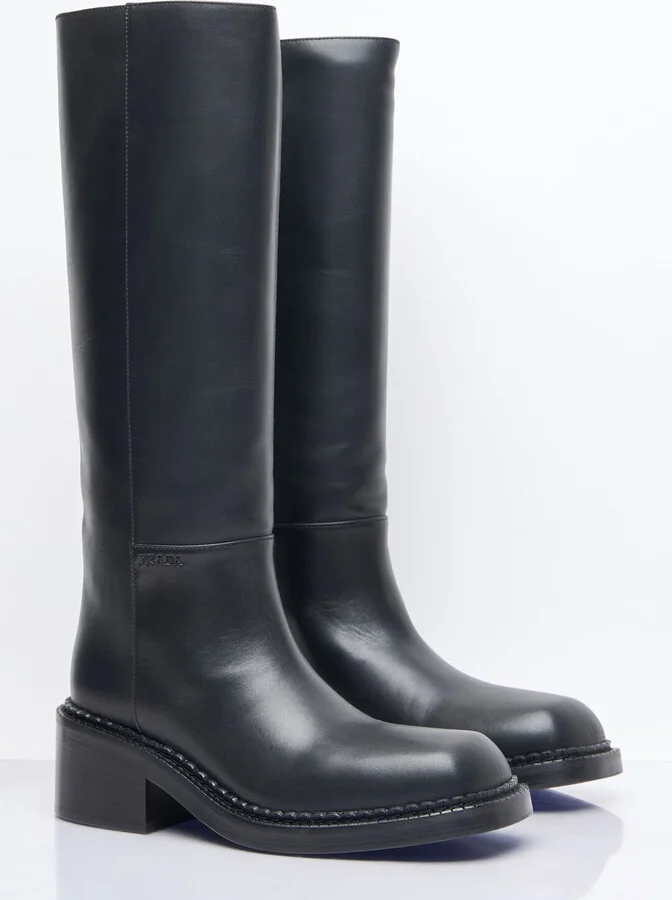 Prada Leather Knee-high Boots - Woman Boots Black Eu - 40 - Image 3