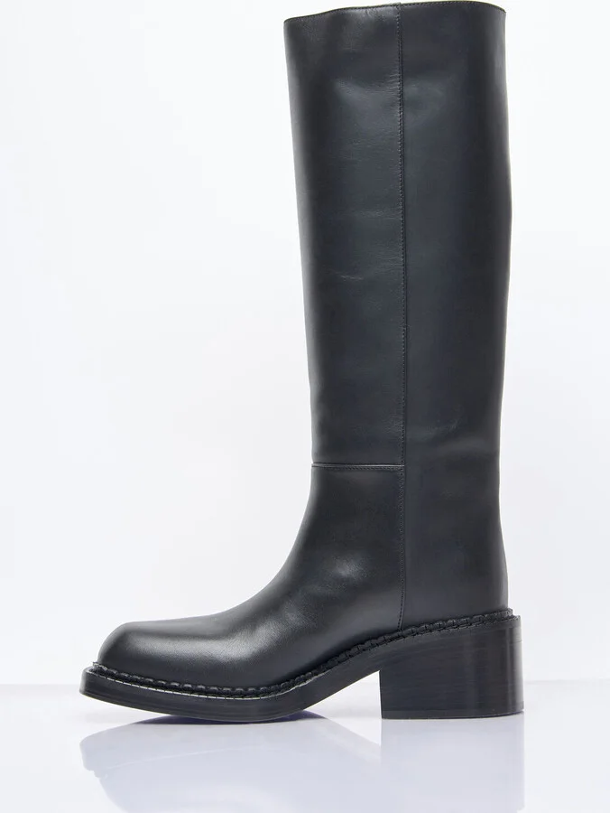 Prada Leather Knee-high Boots - Woman Boots Black Eu - 40 - Image 4