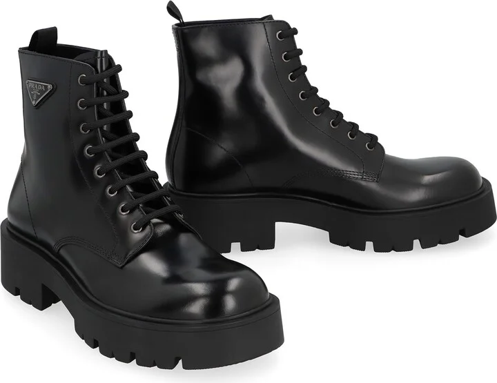 Prada Leather Lace-Up Boots - Image 3