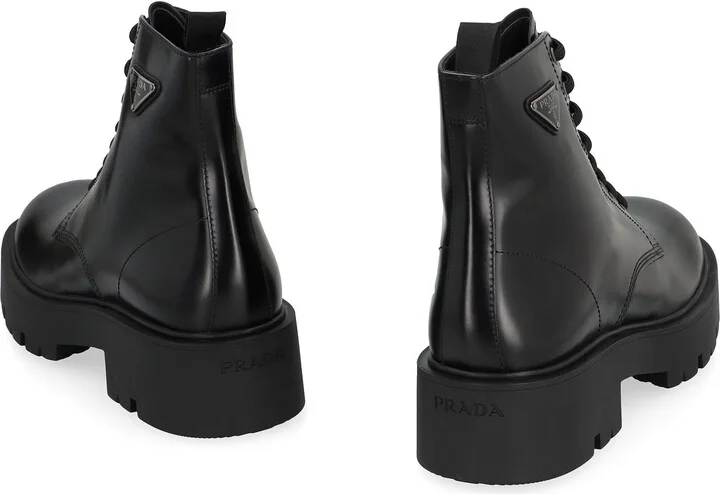 Prada Leather Lace-Up Boots - Image 4