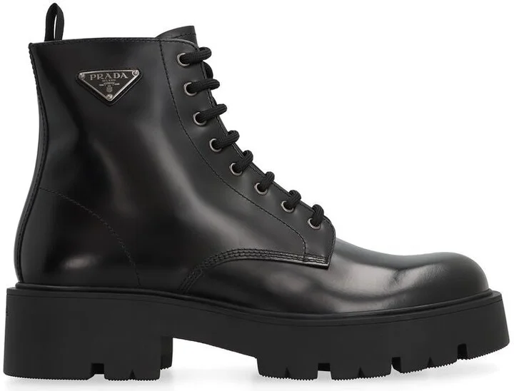 Prada Leather Lace-Up Boots