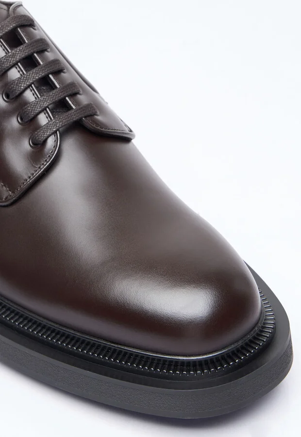 Prada Leather Lace-up Shoes - Man Lace Ups Brown Uk - 12 - Image 2