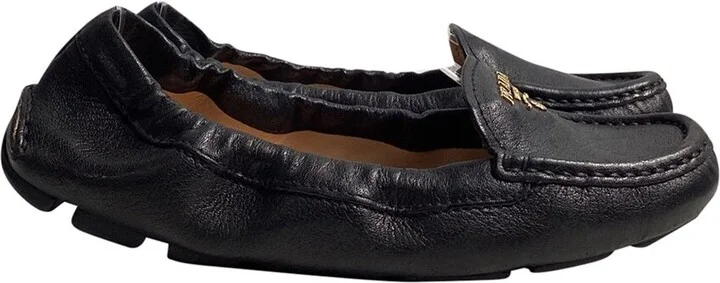 Prada Leather Logo Scrunch Loafer (Authentic Pre-Loved)