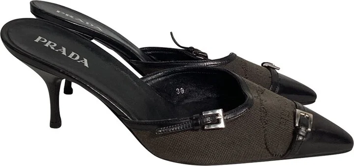 Prada Leather Mid-Heel Pointed Mule (Authentic Pre-Loved)