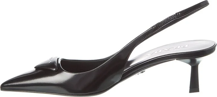 Prada Leather Pointy-Toe Slingback Pump - Image 2