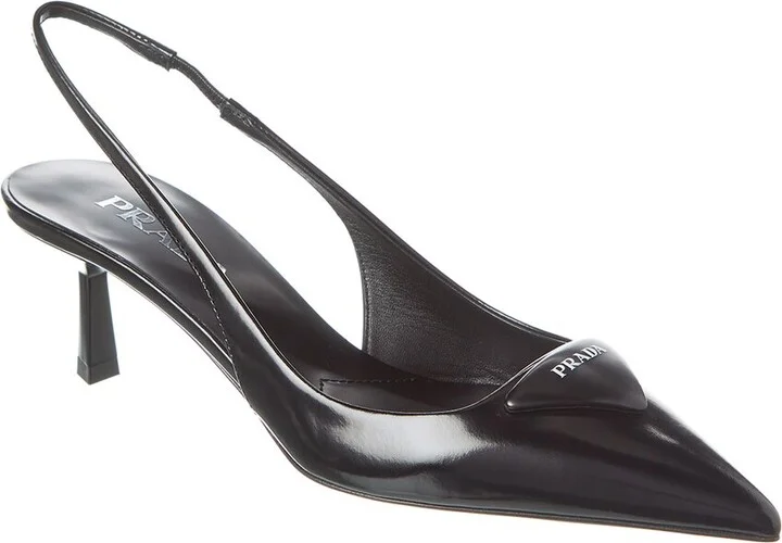 Prada Leather Pointy-Toe Slingback Pump