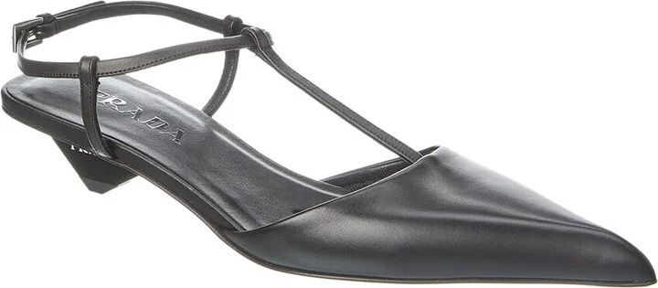 Prada Leather Pointy-Toe Slingback Pump
