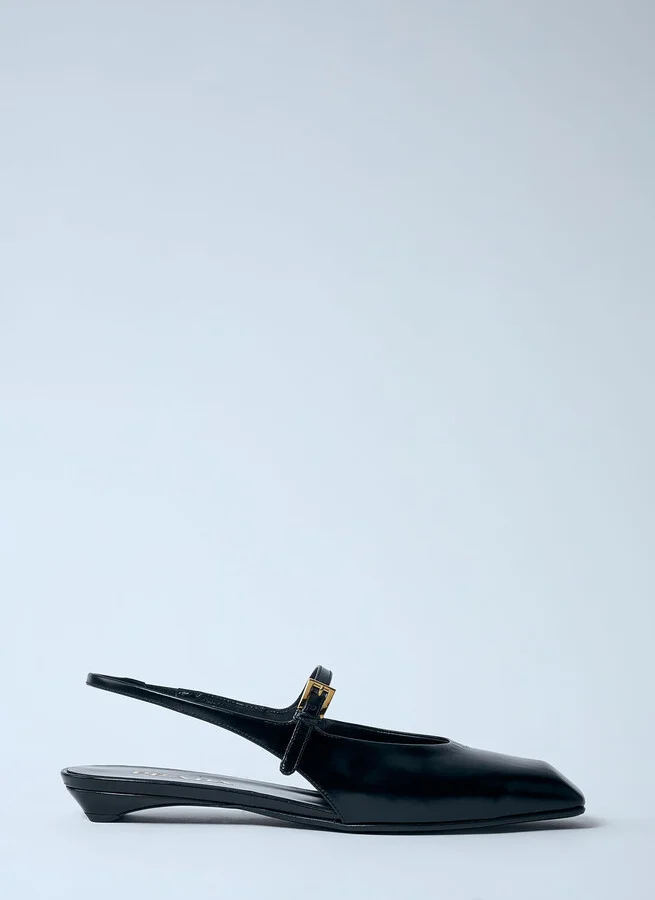 Prada Leather Slingback Ballerina Pumps - Woman Flats Black Eu - 36