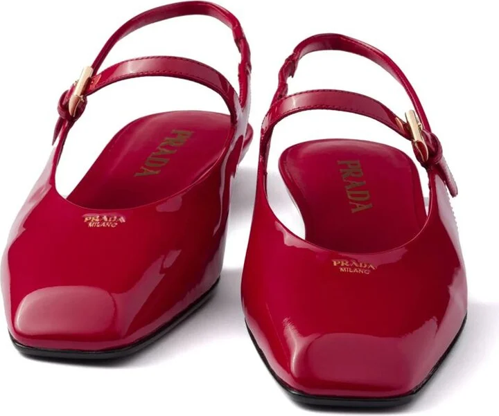 Prada Leather Slingback Ballerina Shoes - Image 4