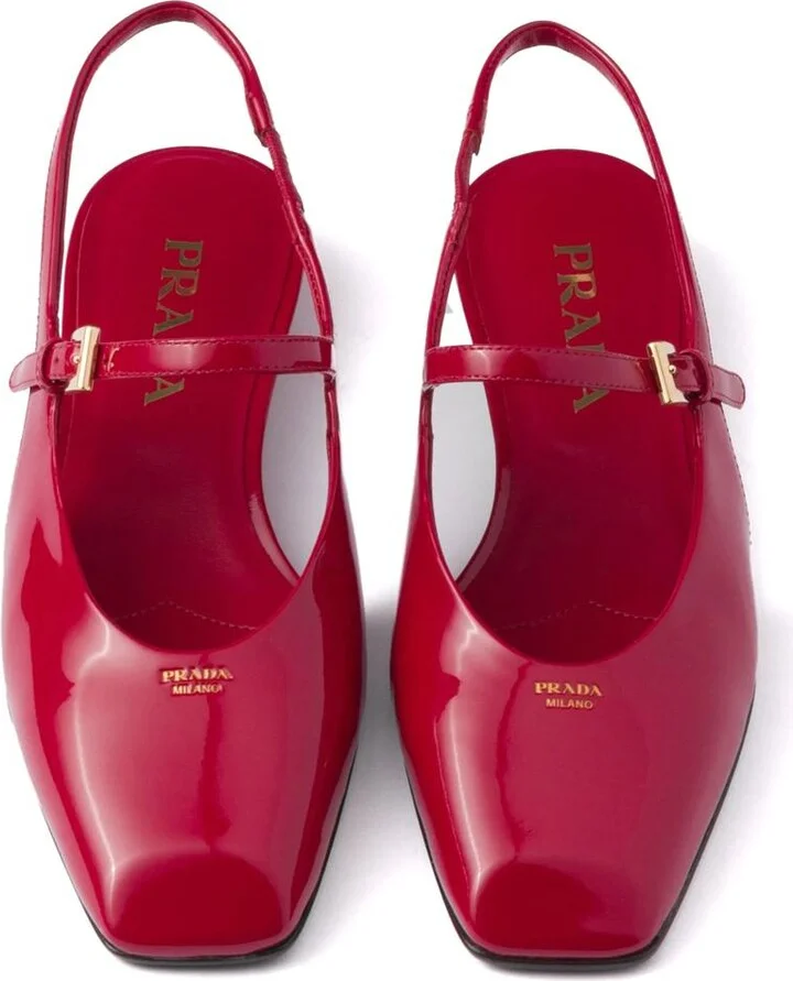 Prada Leather Slingback Ballerina Shoes - Image 5