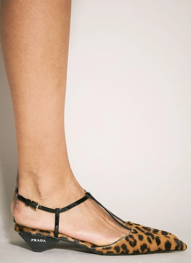 Prada Leopard Print Slingback Kitten Heels - Woman Heels Brown Eu - 36